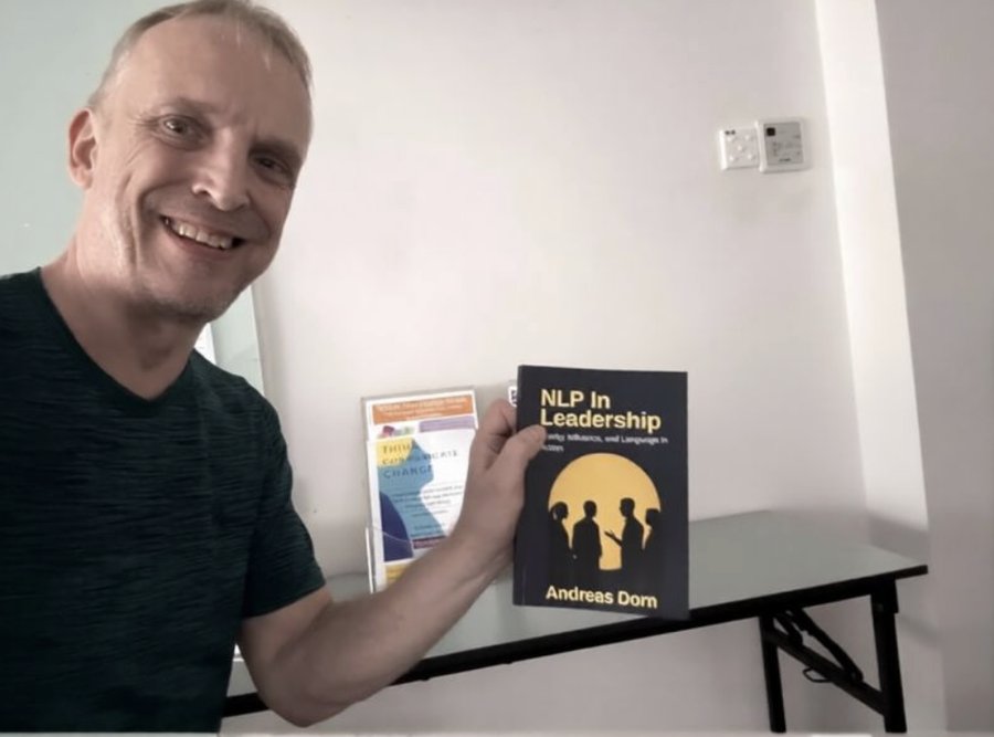 Andreas Dorn with his book, NLP In Leadership